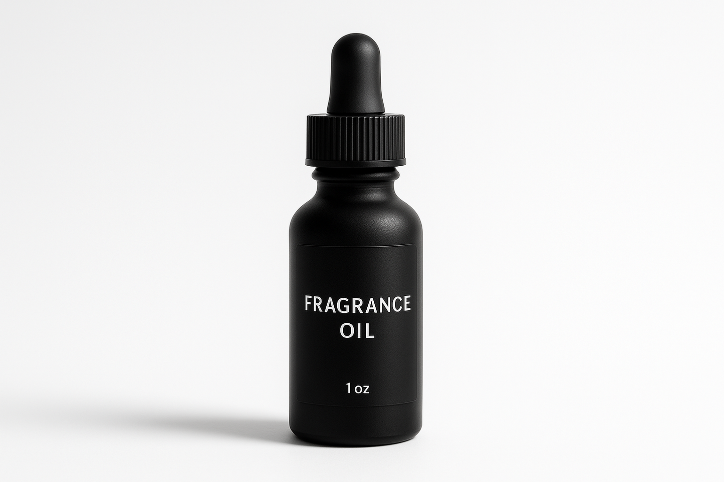 black droper glass 1oz fragrance oil writing on it