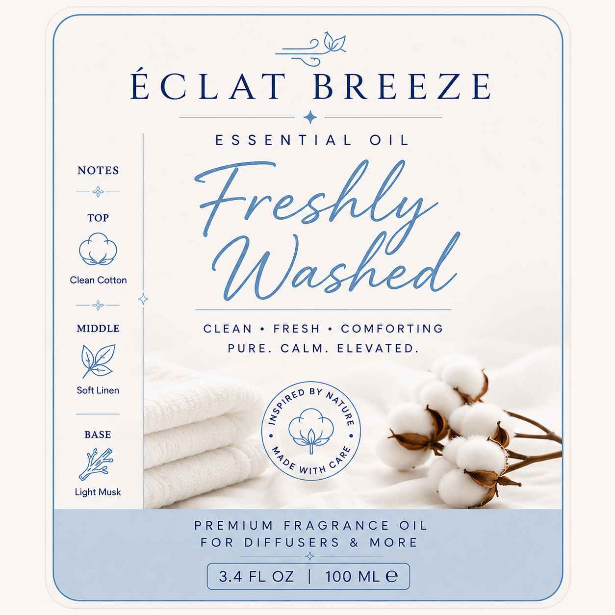 3.4oz Freshly Washed essential oil For Diffusers and More
