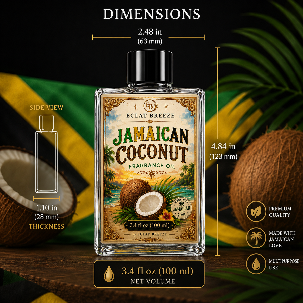 3.4oz Jamaican Coconut Fragrance oil for Diffuser, Candle and soap