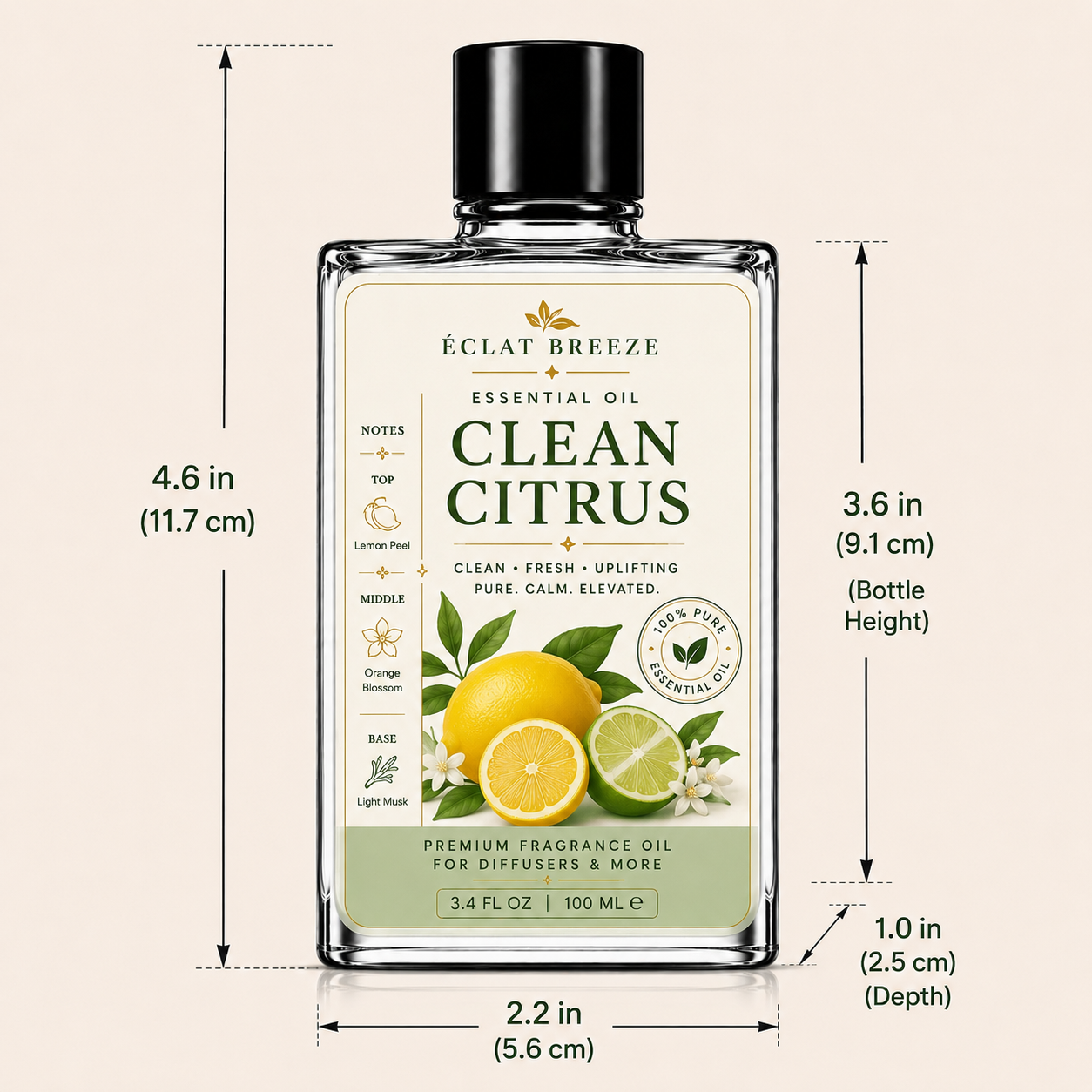 3.4oz Clean Citrus Essential oil for Diffusers and more