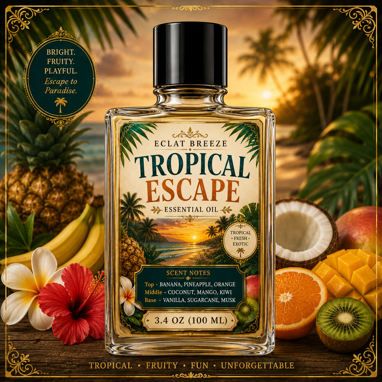 3,4oz Tropical Escape essential oil For Diffusers and More