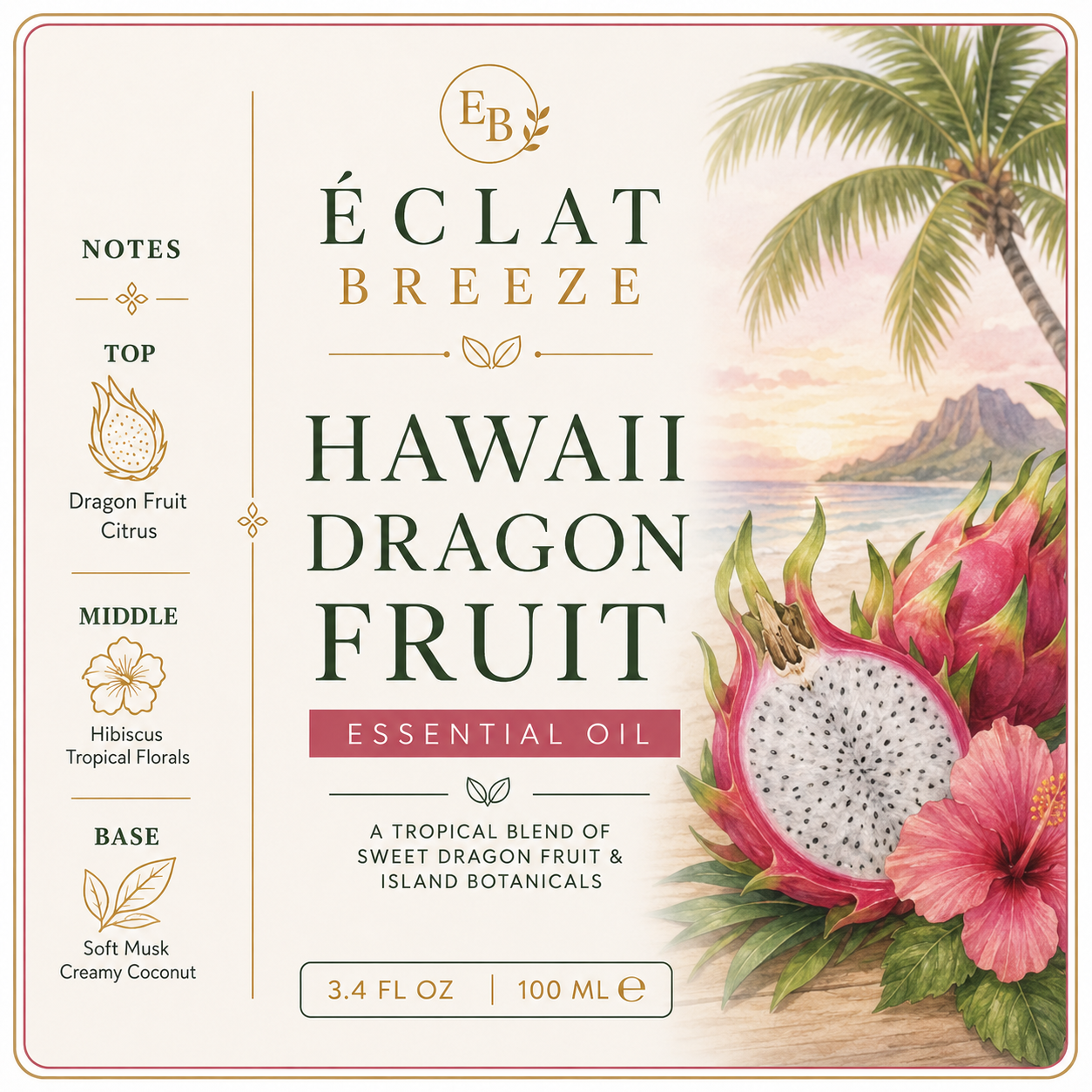 3.4oz Hawaii dragon fruit Essential oil For Diffuser, Candle and Soap
