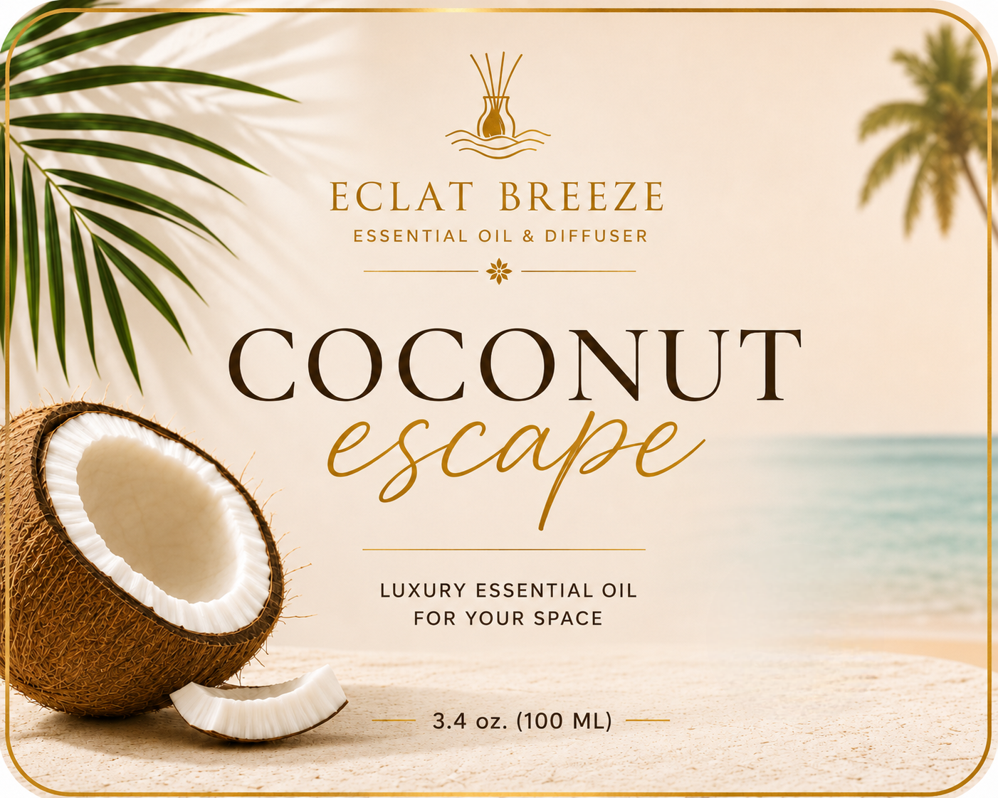 3.4oz Coconut Escape Essential oil for Diffuser, Candle and soap