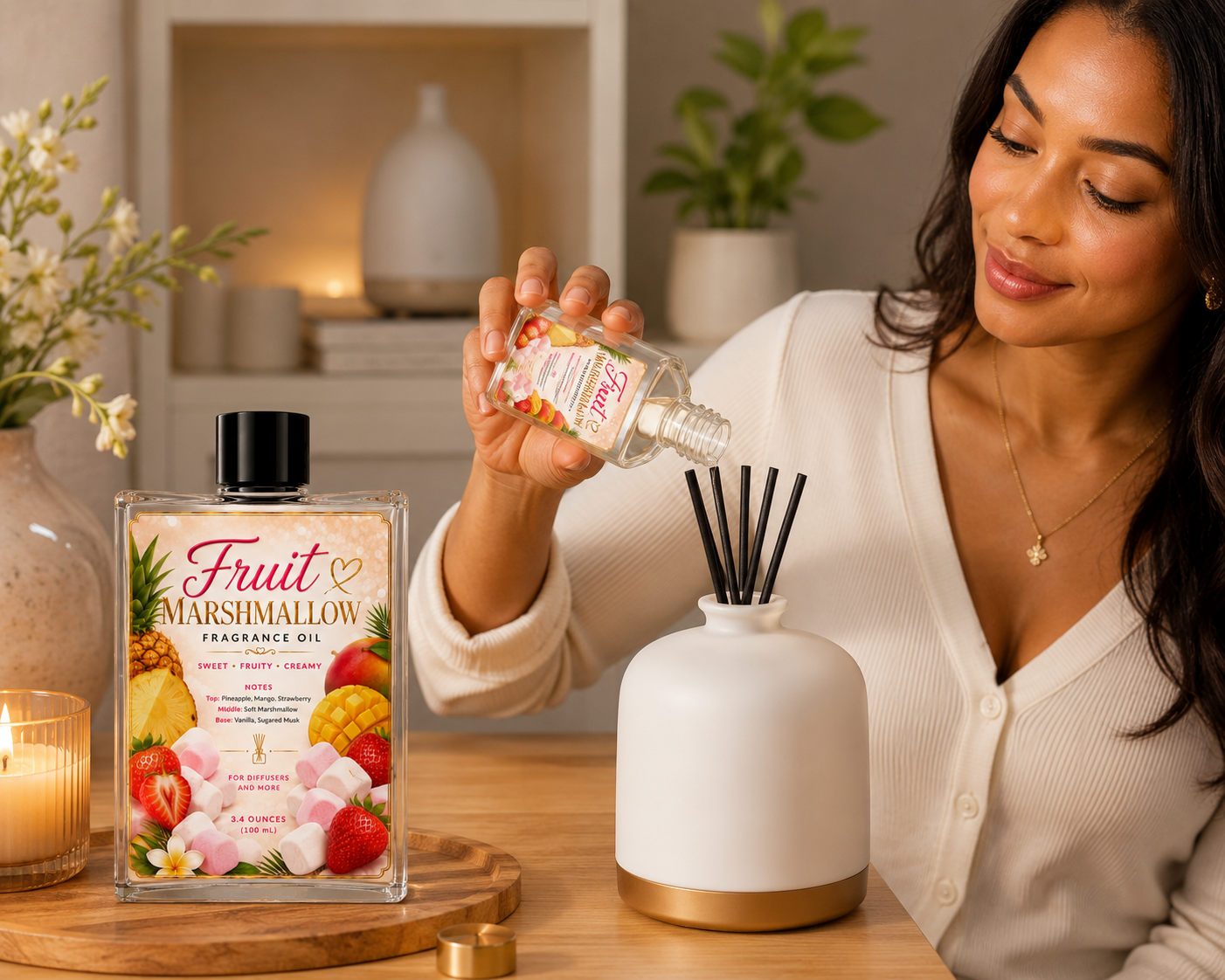 3.4oz Fruit Marshmallow Fragrance oil Suitable for Diffusers, Candle and Soap