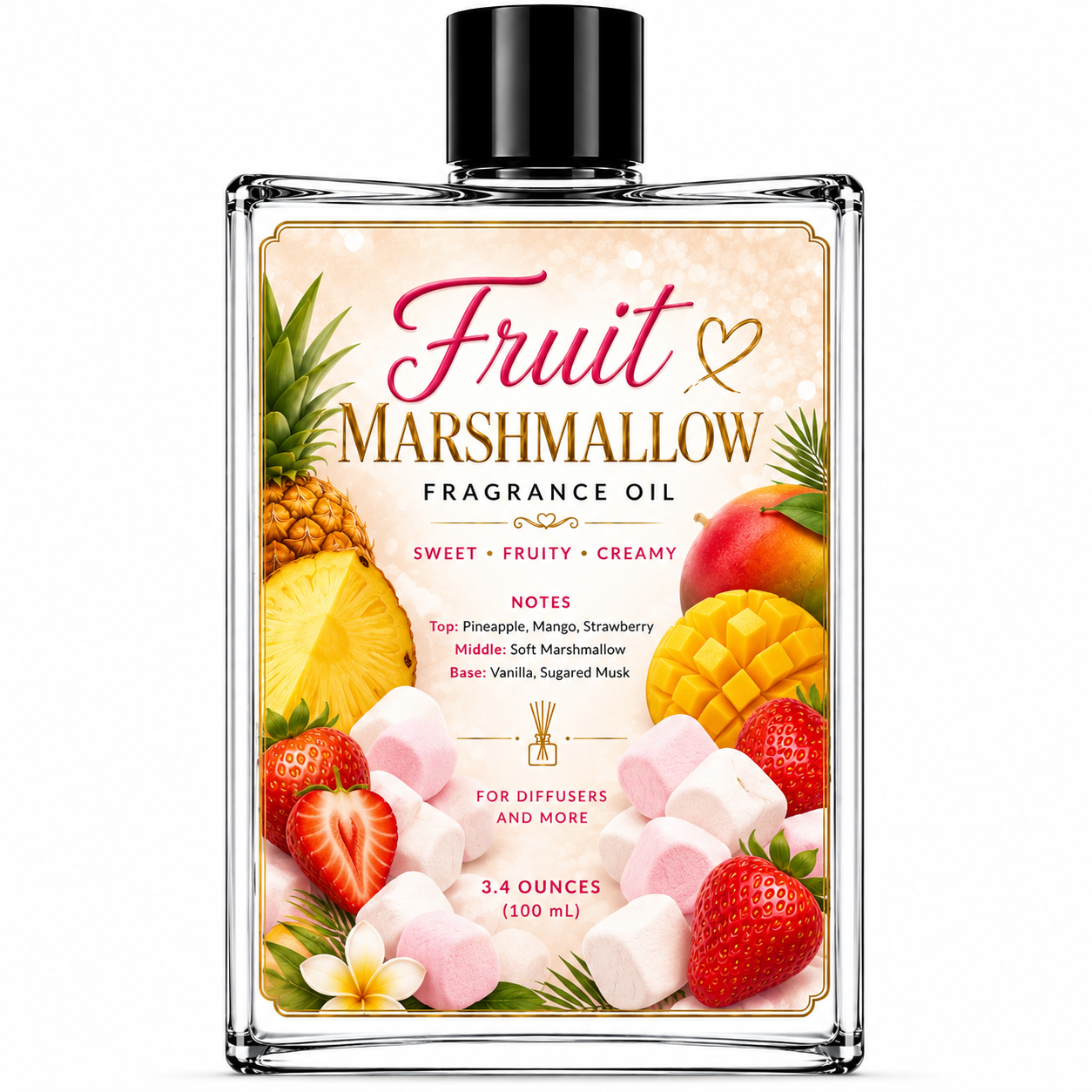3.4oz Fruit Marshmallow Fragrance oil Suitable for Diffusers, Candle and Soap