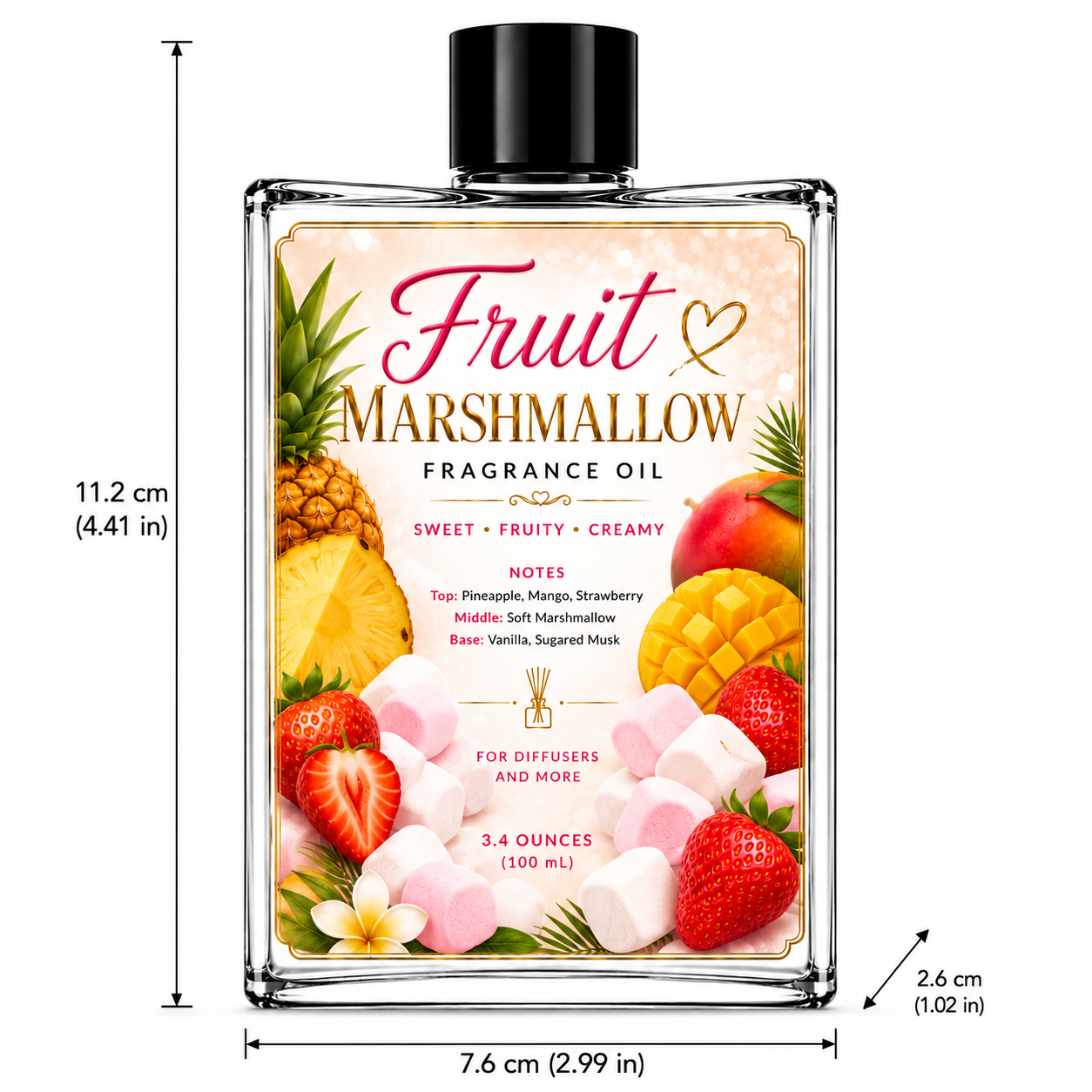 3.4oz Fruit Marshmallow Fragrance oil Suitable for Diffusers, Candle and Soap