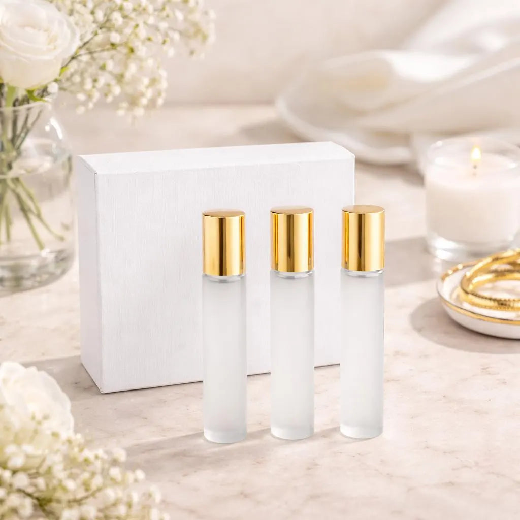 Luxury Perfume gift box With (3) 15ml Frosted Empty Suitable Bottles for Travel