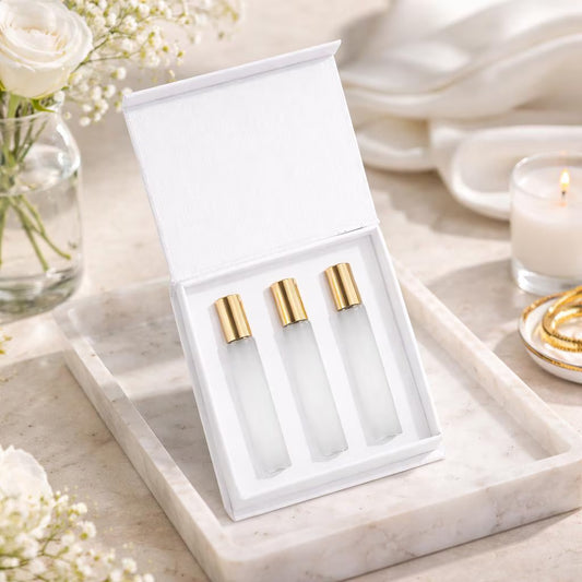 Luxury Perfume gift box With (3) 15ml Frosted Empty Suitable Bottles for Travel